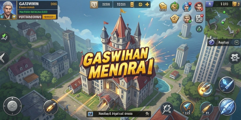 Tampilan gameplay menara pertahanan yang mendebarkan di GASWIN.