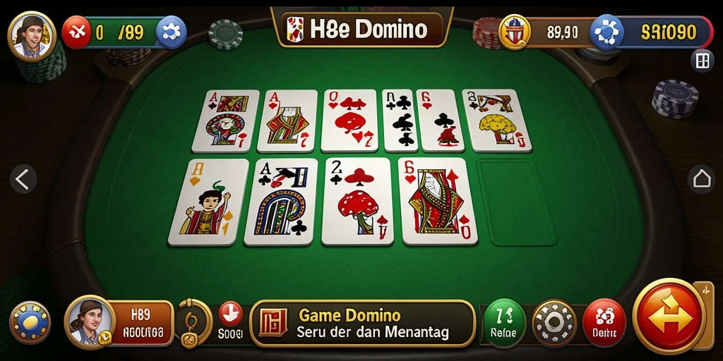 Screenshot H89 menampilkan aksi seru saat bermain domino.
