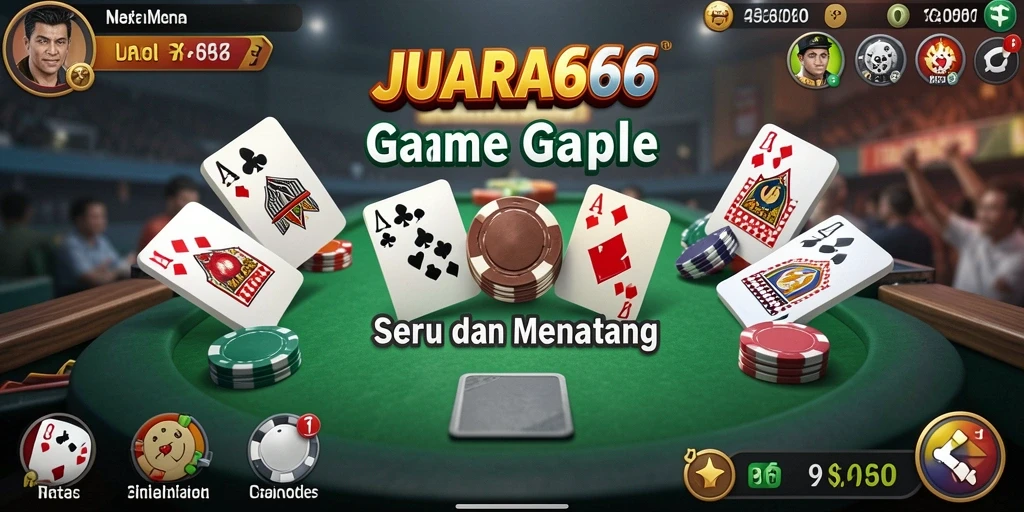 Tampilan gameplay seru dari JUARA666 saat bermain Gaple.