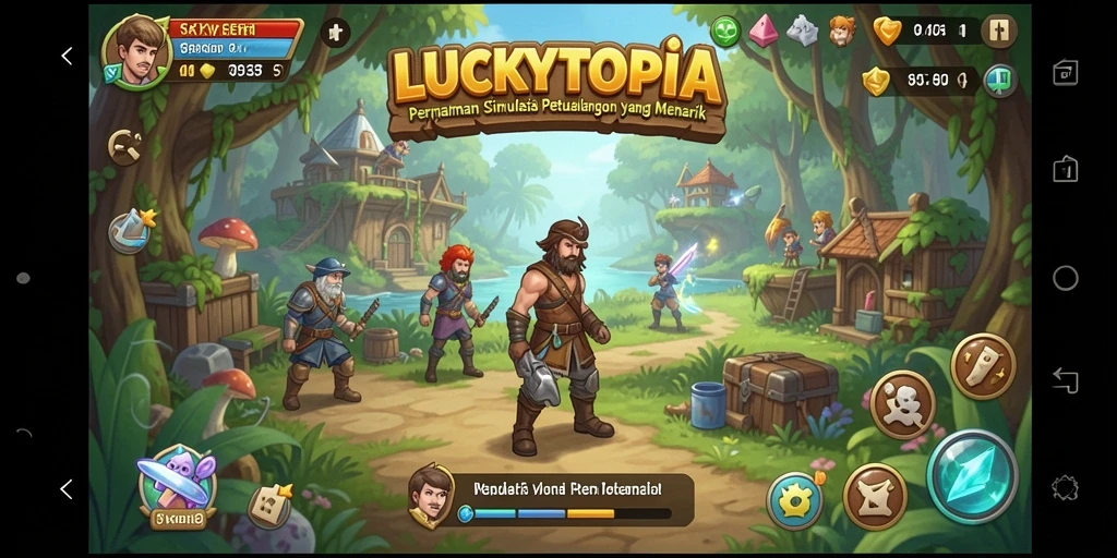 Gameplay LUCKYTOPIA yang penuh warna dan menarik.