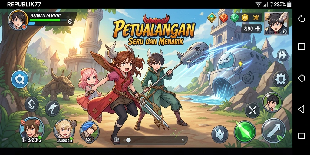 Screenshot gameplay yang menampilkan aksi seru di REPUBLIK77.